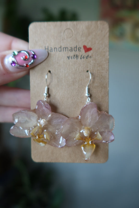 Yellow & Purple Orchid Bloom Earrings