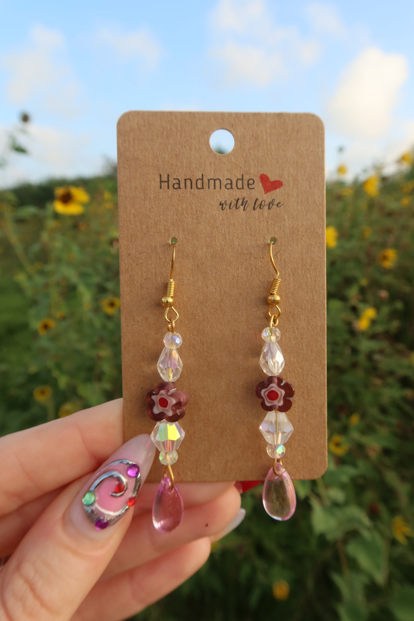 Glass Garden Earrings - Gold & Various Colors