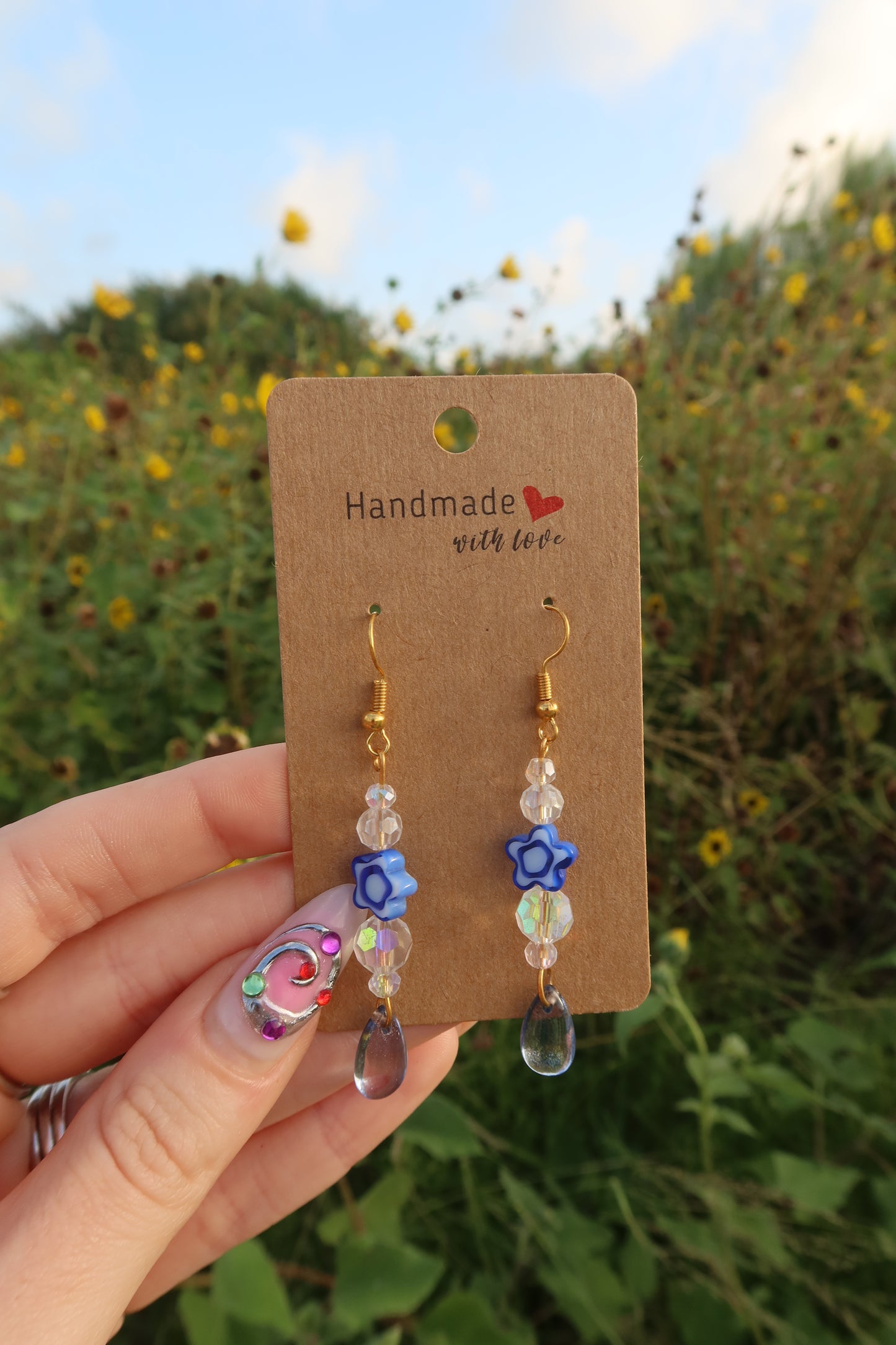 Glass Garden Earrings - Gold & Various Colors