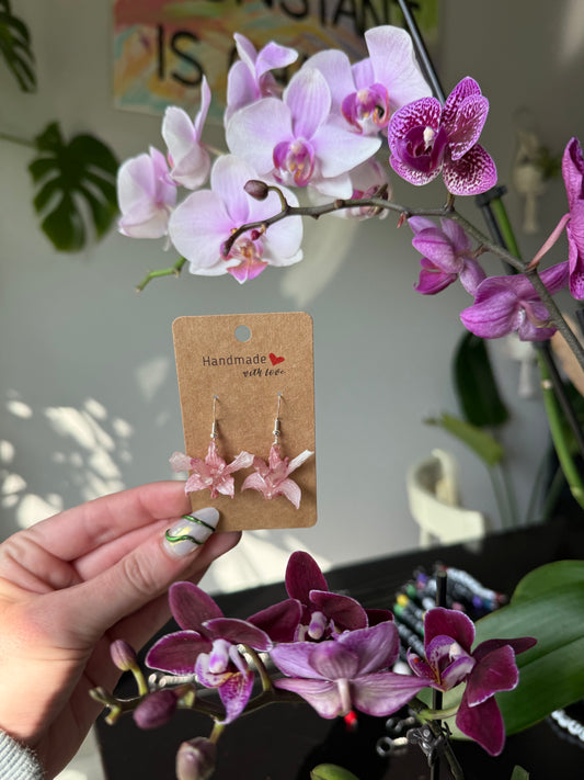 Pink Orchid Bloom Earrings