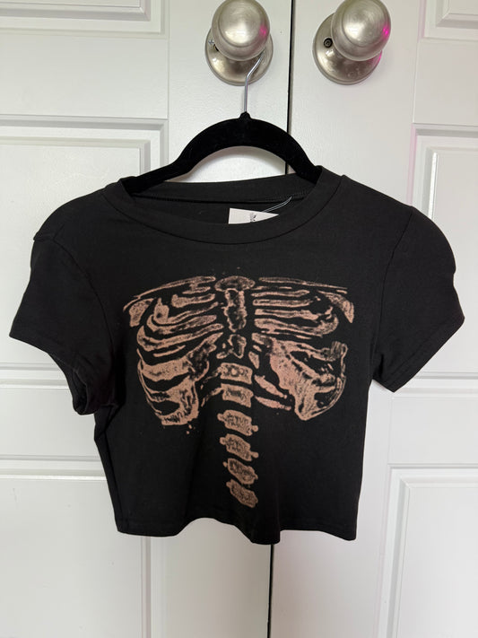 Black Skeleton Crop Top