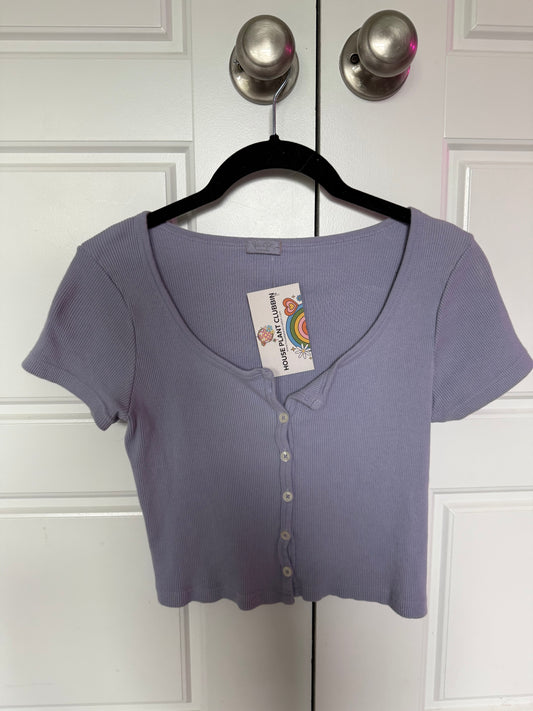 Purple Button Up Crop Top