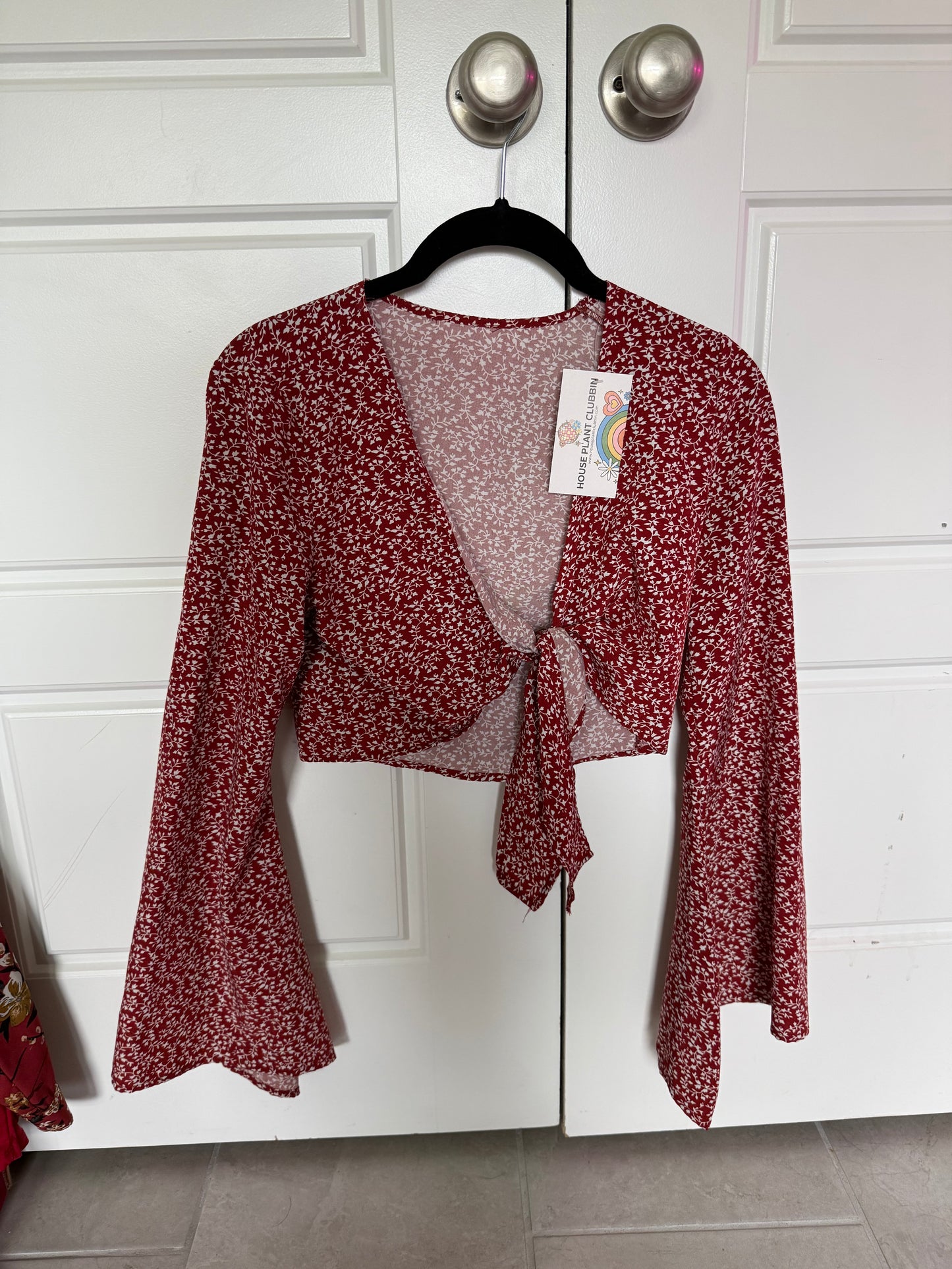 Red bell sleeve crop top