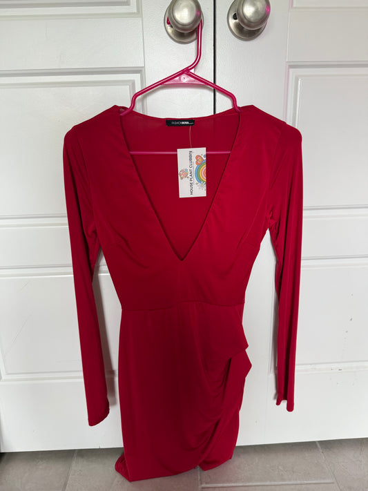 Red long sleeve mini dress
