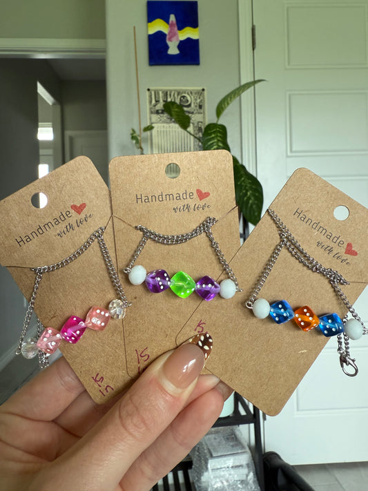Dice Bead Chain Necklaces