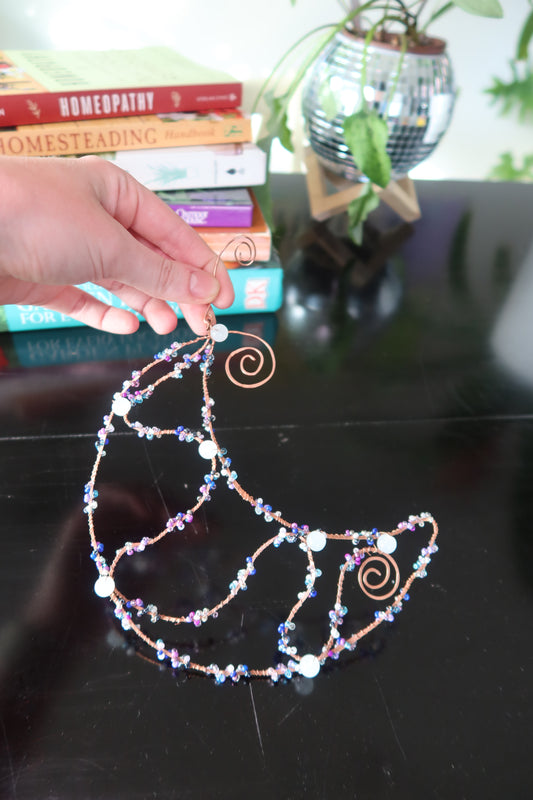 Copper Wire-Wrapped Moon Suncatcher