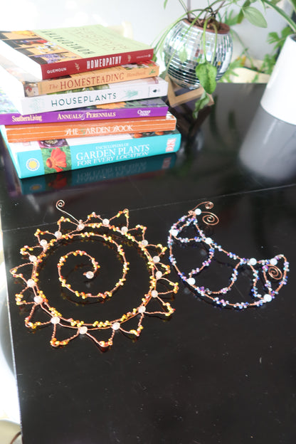 Copper Wire-Wrapped Moon Suncatcher