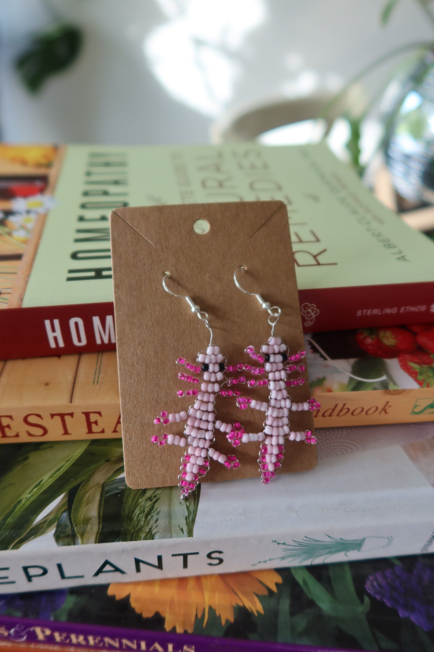 Pink Axolotl Earrings