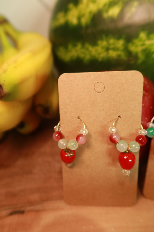 Apple Glass Charm Hoop Earrings – Snack Attack Collection