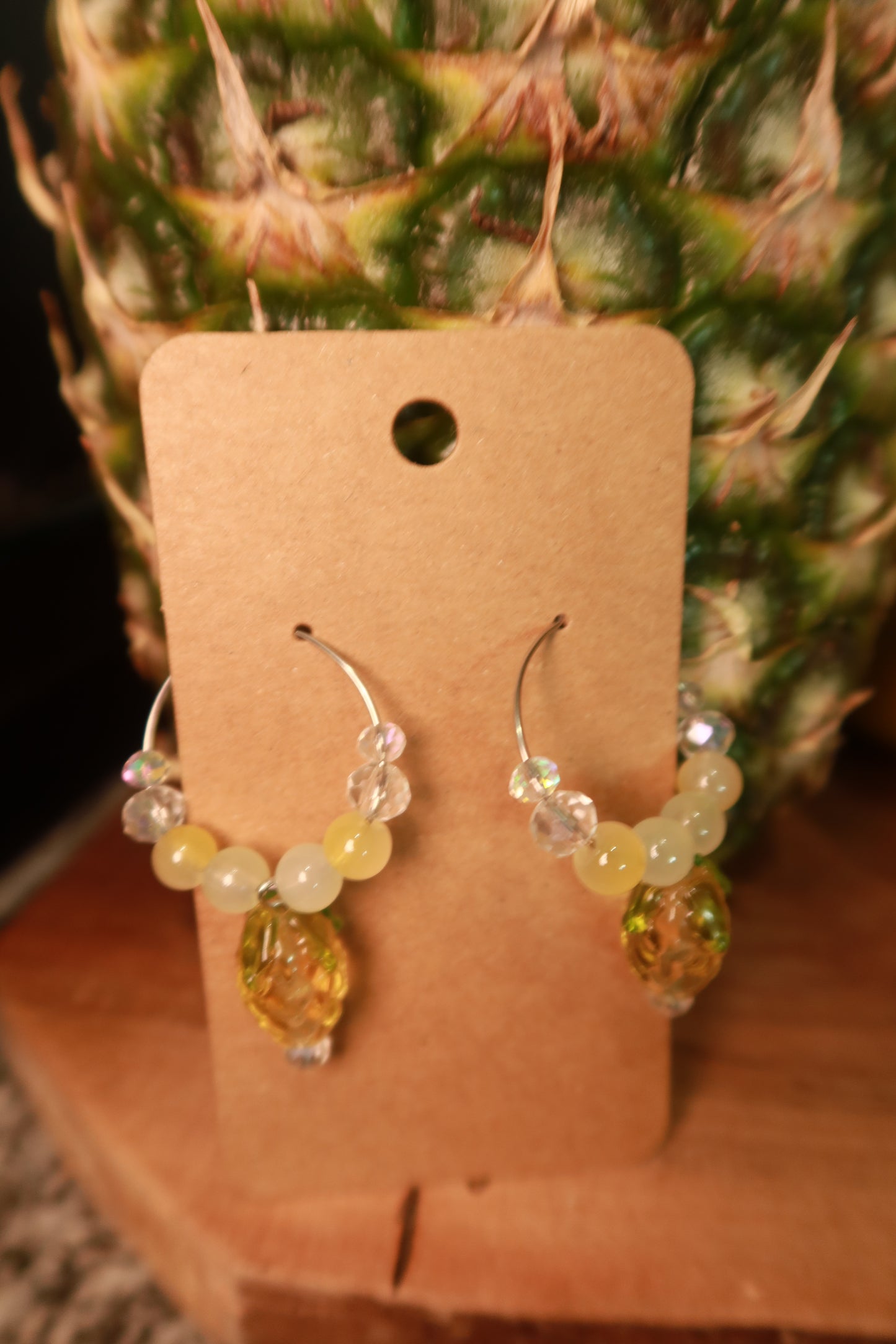 Pineapple Glass Charm Hoop Earrings – Snack Attack Collection