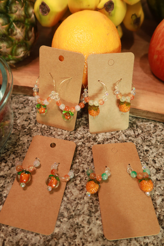 Orange Glass Charm Hoop Earrings – Snack Attack Collection