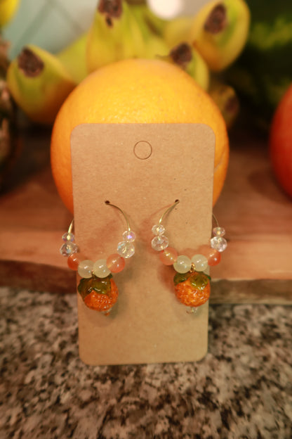 Orange Glass Charm Hoop Earrings – Snack Attack Collection