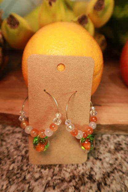 Orange Glass Charm Hoop Earrings – Snack Attack Collection
