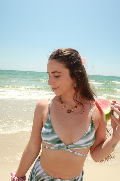 Watermelon Glass Charm Hoop Earrings – Snack Attack Collection