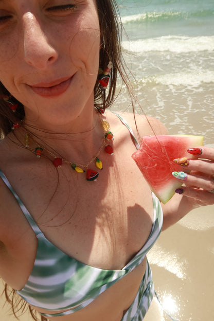 Watermelon Glass Charm Hoop Earrings – Snack Attack Collection
