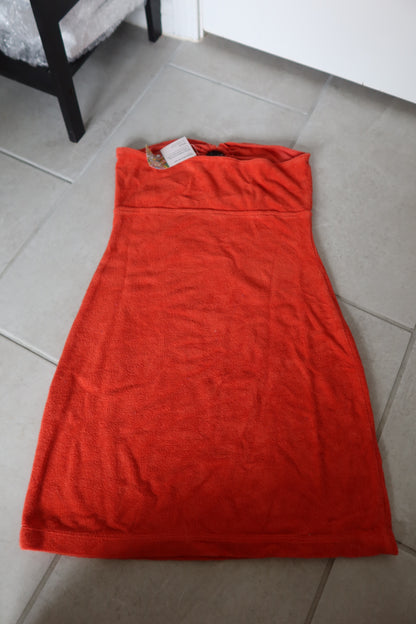 Orange Strapless Terry Cloth Dress - Thrift Finds