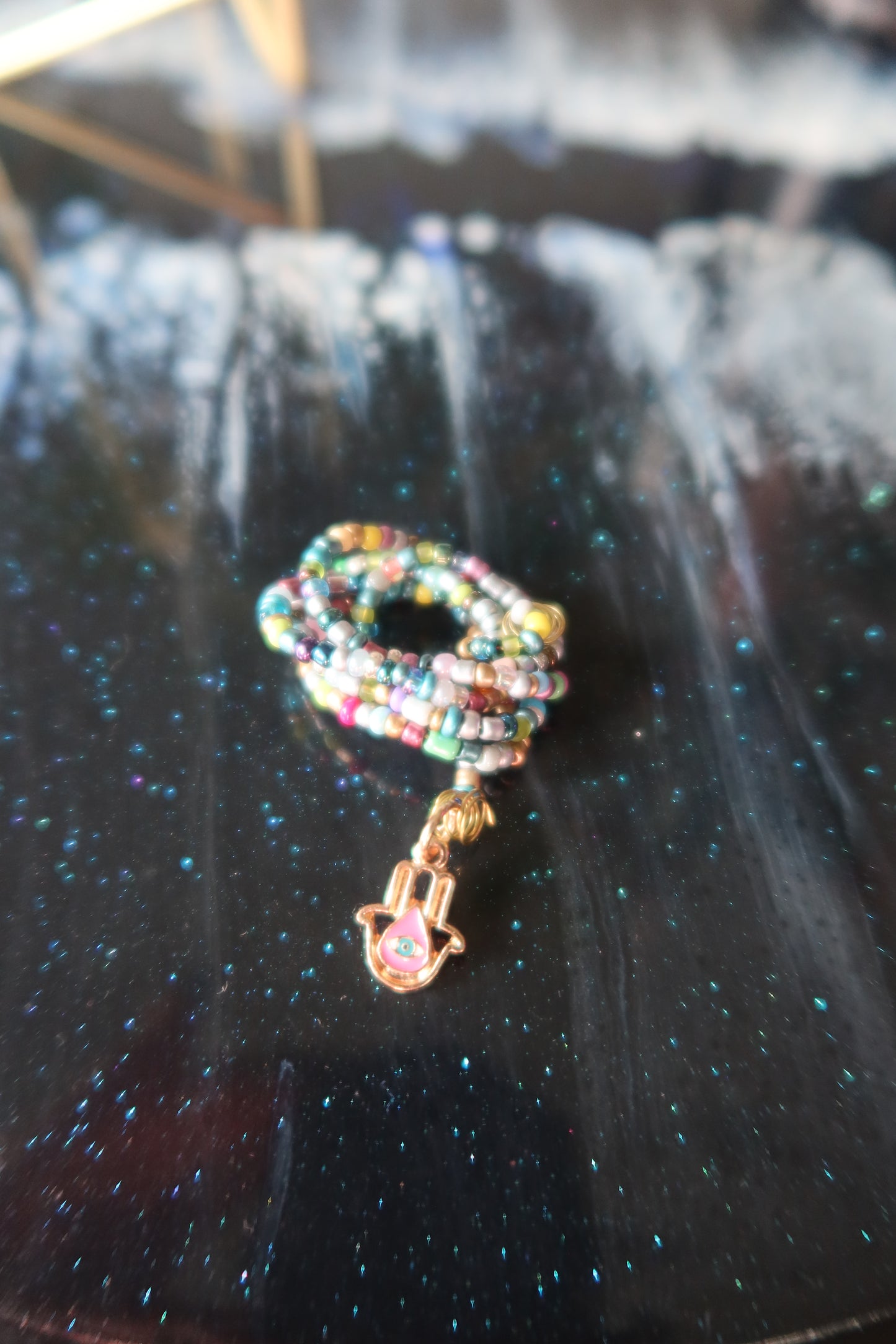 Gold & Pink Hamsa Hand Plant Wrap  - Evil Eye Collection