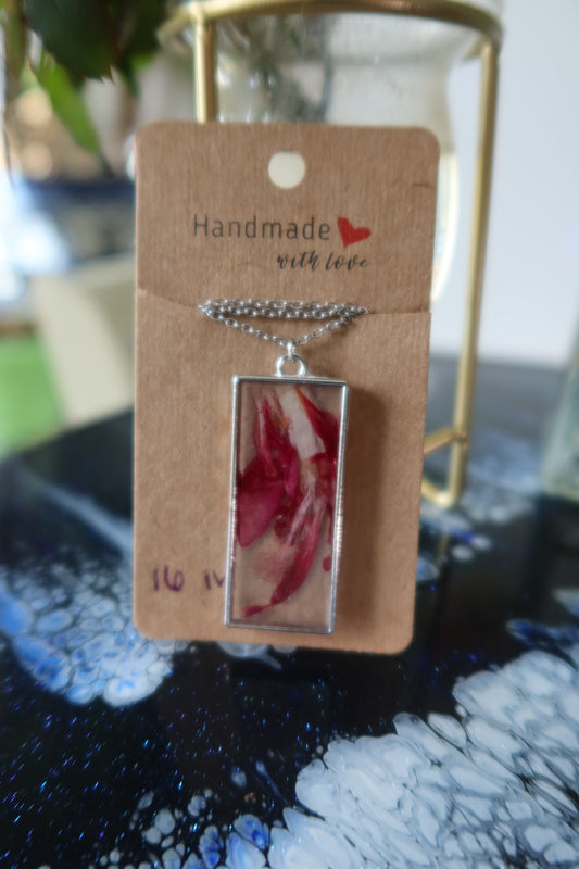Rectangle Thanksgiving Cactus Bloom Necklace 16in