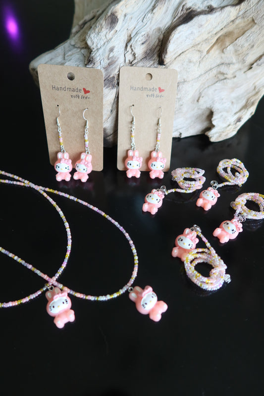 Pink Bunny Kitty Necklace