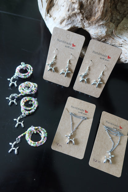 Balloon Dog Necklace - Silver