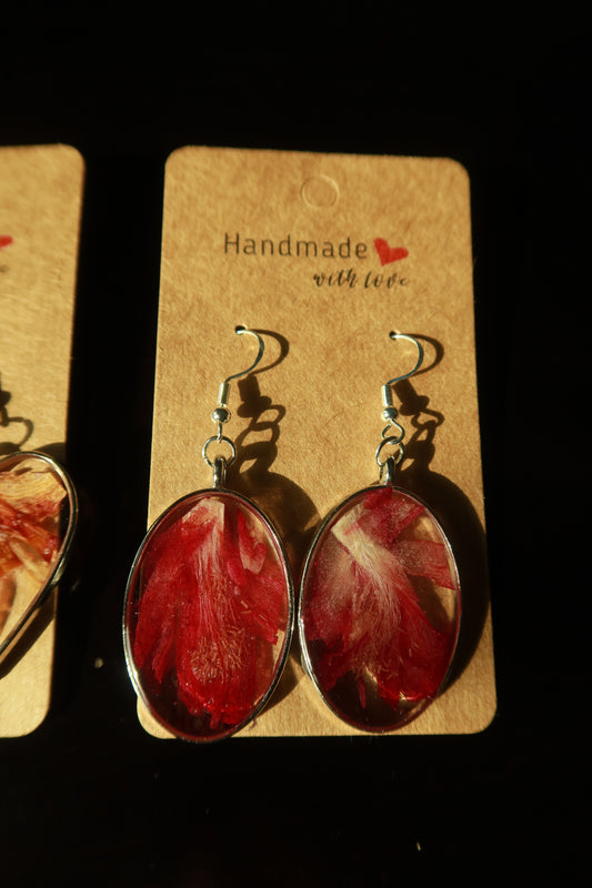 Gold Oval Hollywood Hibiscus Bloom Earrings