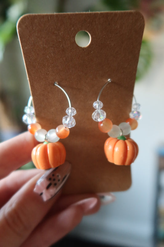 Pumpkin Resin Charm Hoop Earrings – Harvest Collection