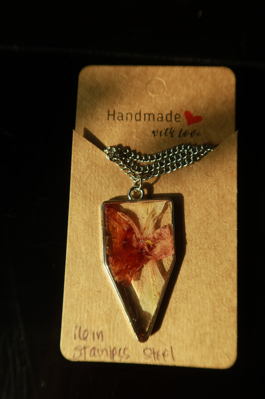 Silver Banner Orchid Bloom Necklace 16in