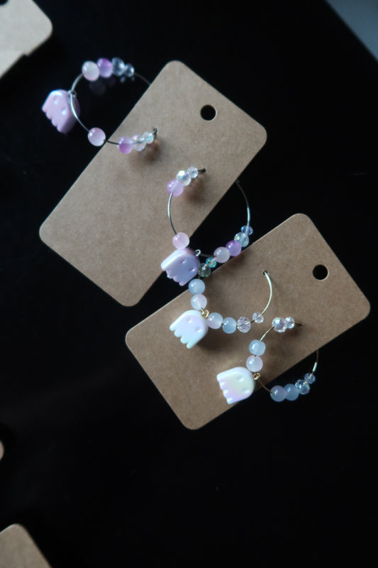Holographic Ghost Resin Charm Hoop Earrings – Spooky Collection