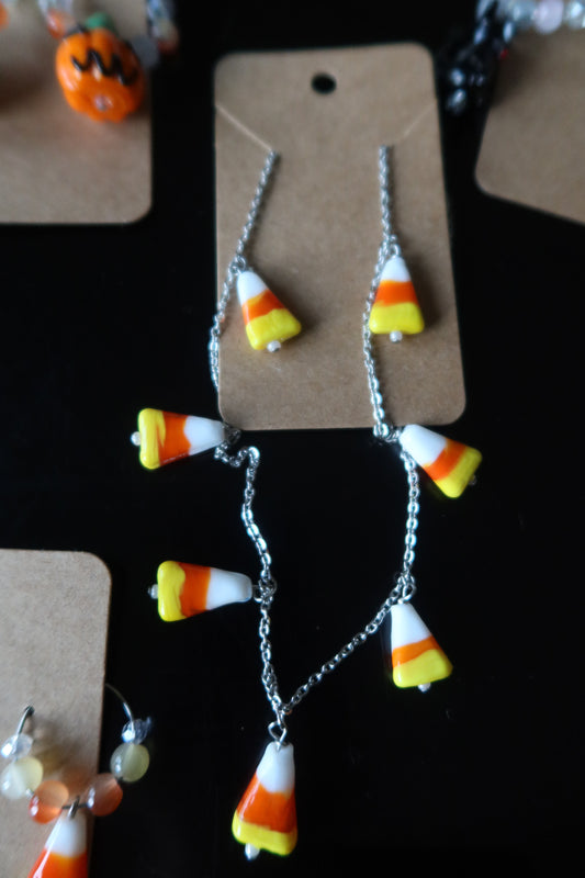 Candy Corn Glass Charm Necklace – Spooky Collection