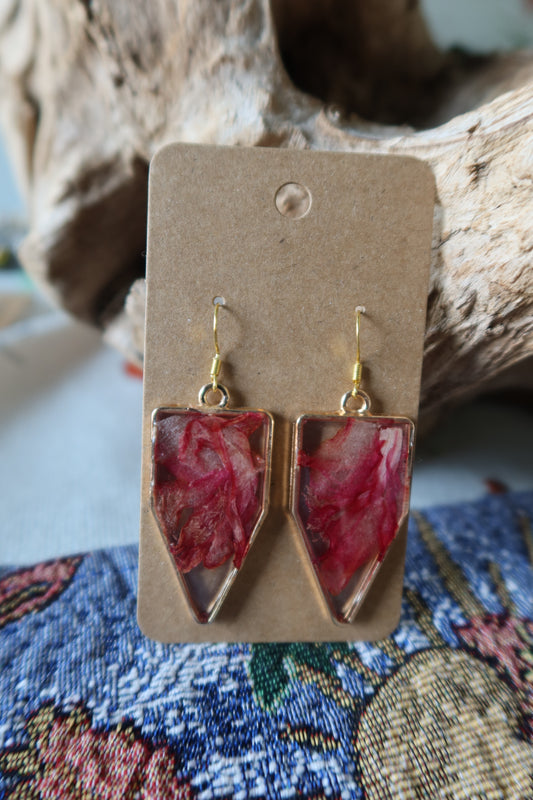 Gold Banner Pink Thanksgiving Cactus Earrings