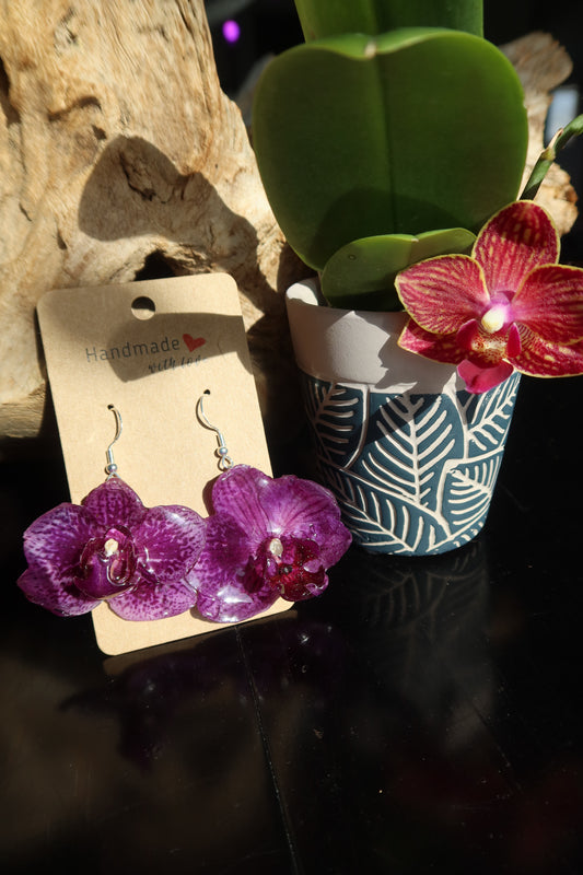 Purple Orchid Bloom Earrings
