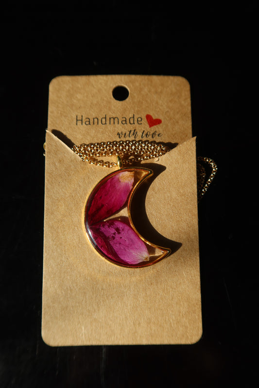 Gold Moon Rose Bloom Necklace 16in