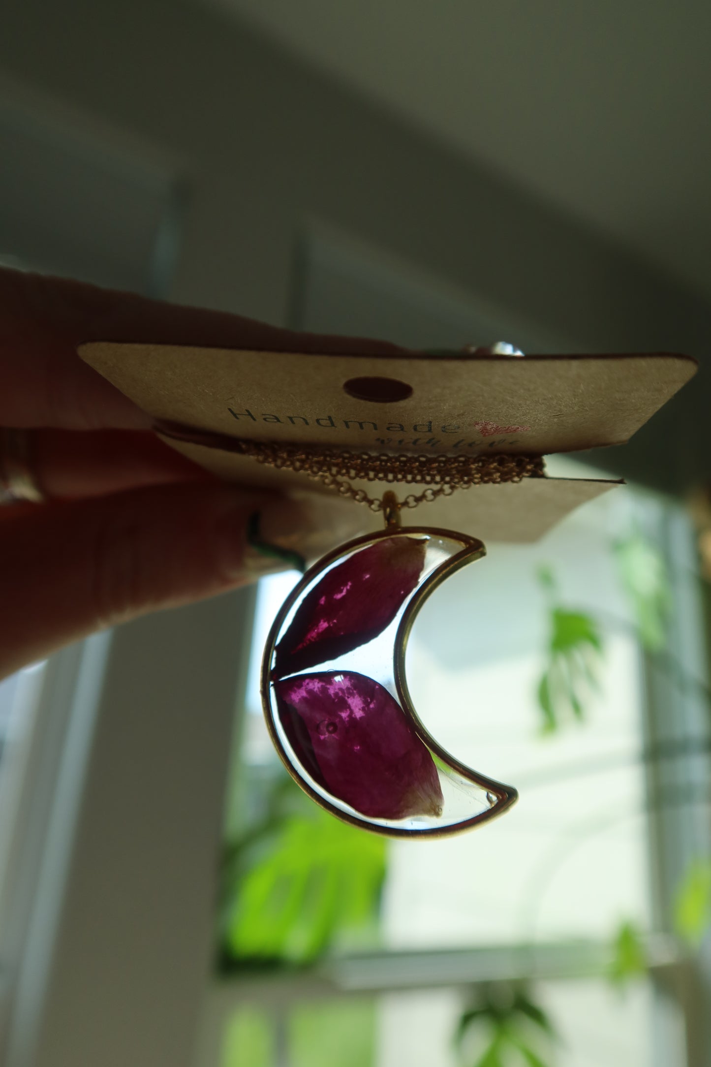 Gold Moon Rose Bloom Necklace 16in