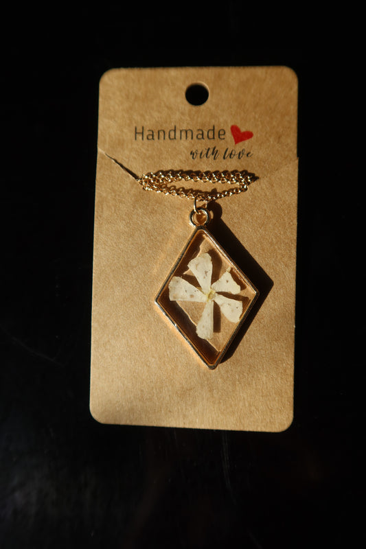 Gold Diamond Jasmine Star Bloom Necklace 16in