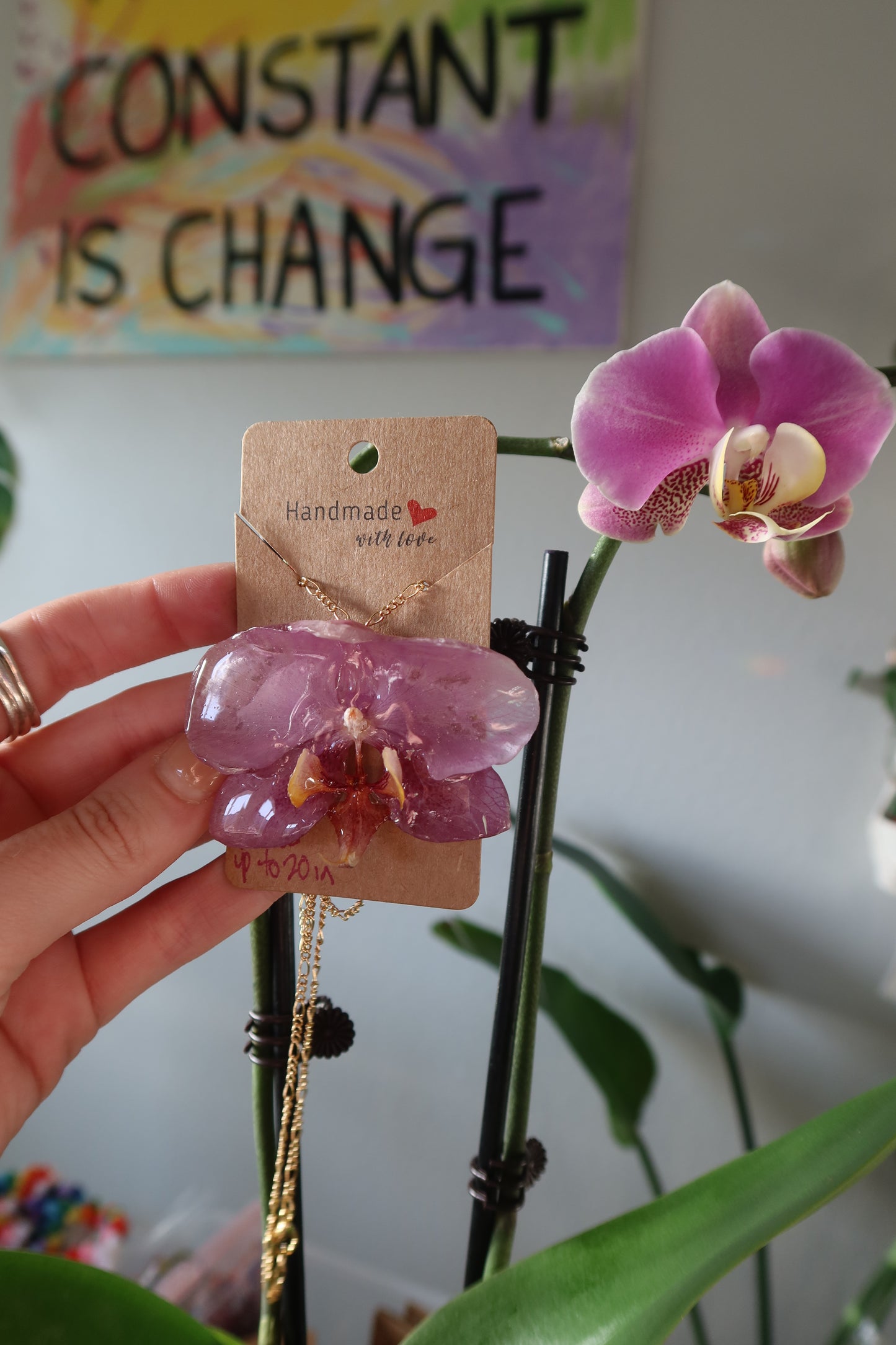 Gold Purple Orchid Bloom Necklace