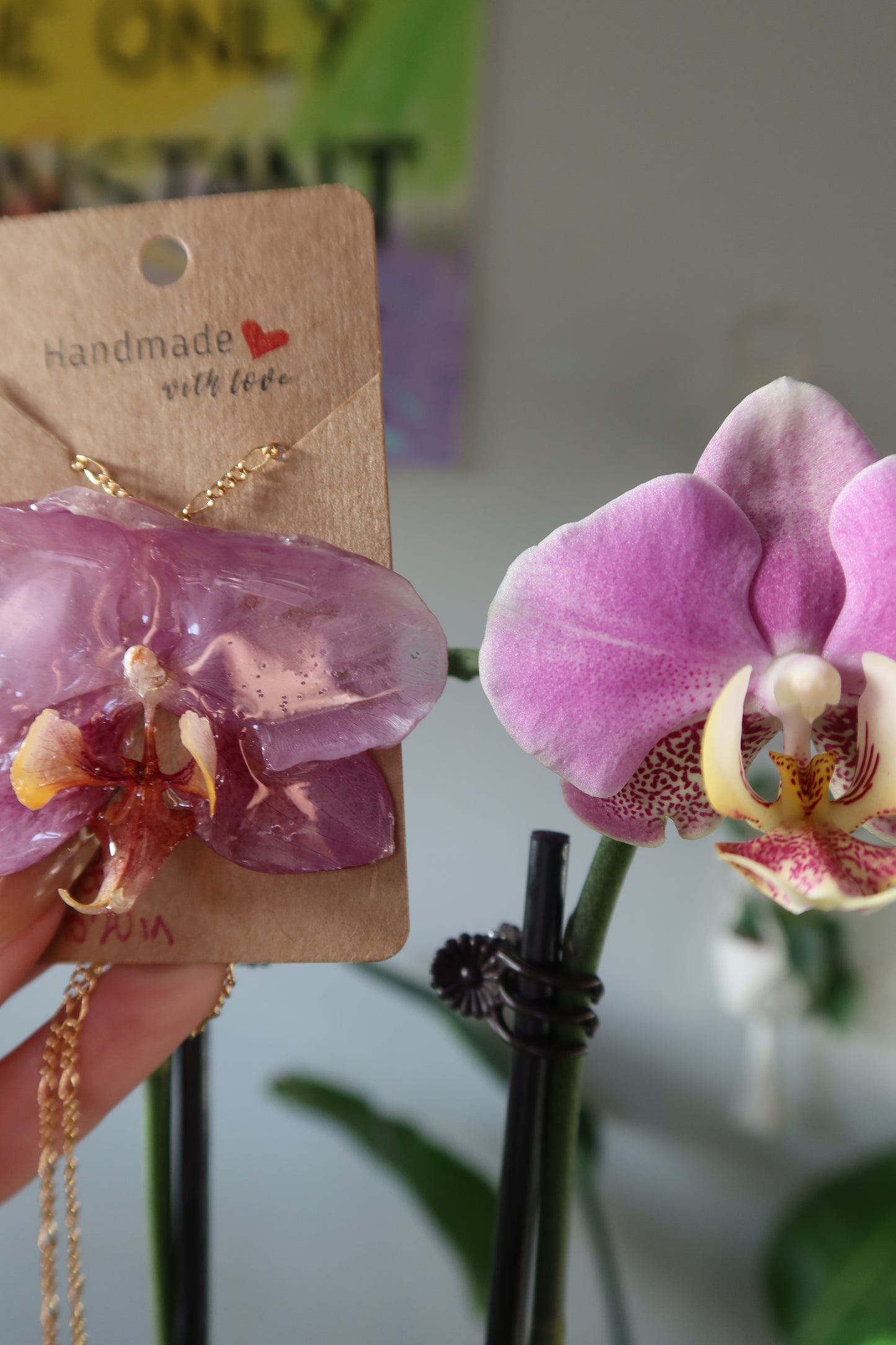 Gold Purple Orchid Bloom Necklace