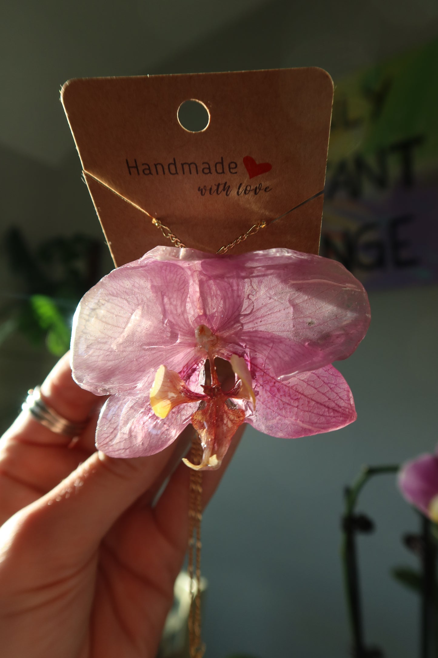 Gold Purple Orchid Bloom Necklace