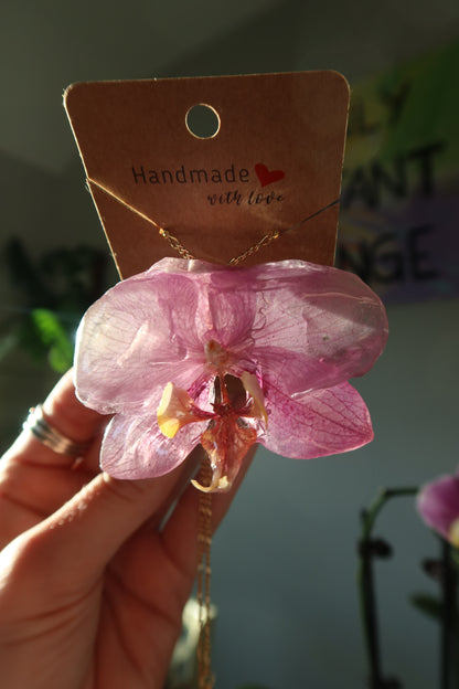 Gold Purple Orchid Bloom Necklace