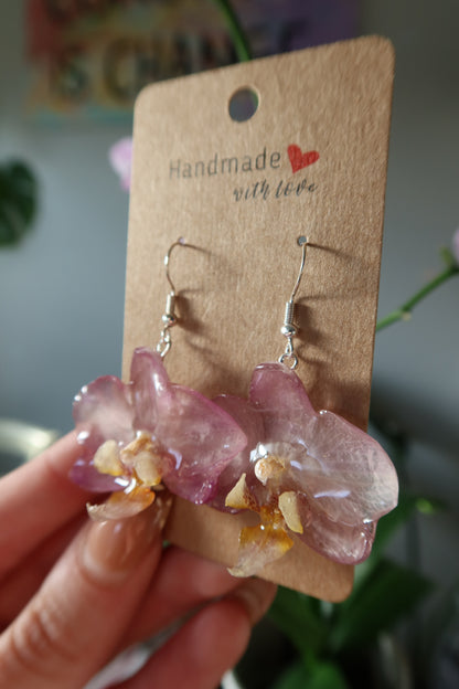 Light Purple Orchid Bloom Earrings