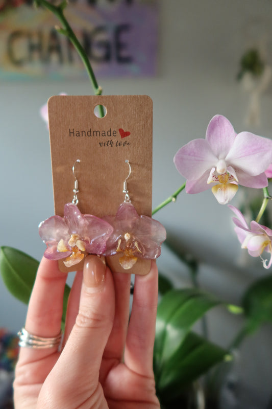 Light Purple Orchid Bloom Earrings