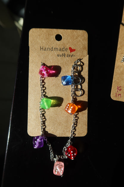 Chunky Dice Charm Bracelet - Adjustable