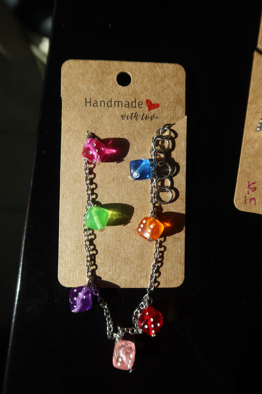 Chunky Dice Charm Bracelet - Adjustable