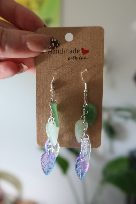 Glass Leaf Drop Earrings